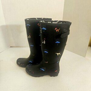 Joules Raining Cats and Dogs Tall Wellies Never Worn Sz 7